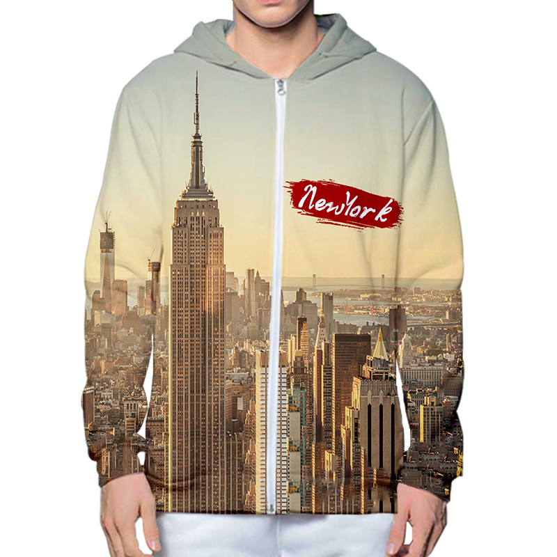 Streetwear Brand New York - 秋冬 3D プリントニューヨーク市パーカー長袖ジッパースウェットシャツブランドジャケットファッションストリート男性トップスパーカー