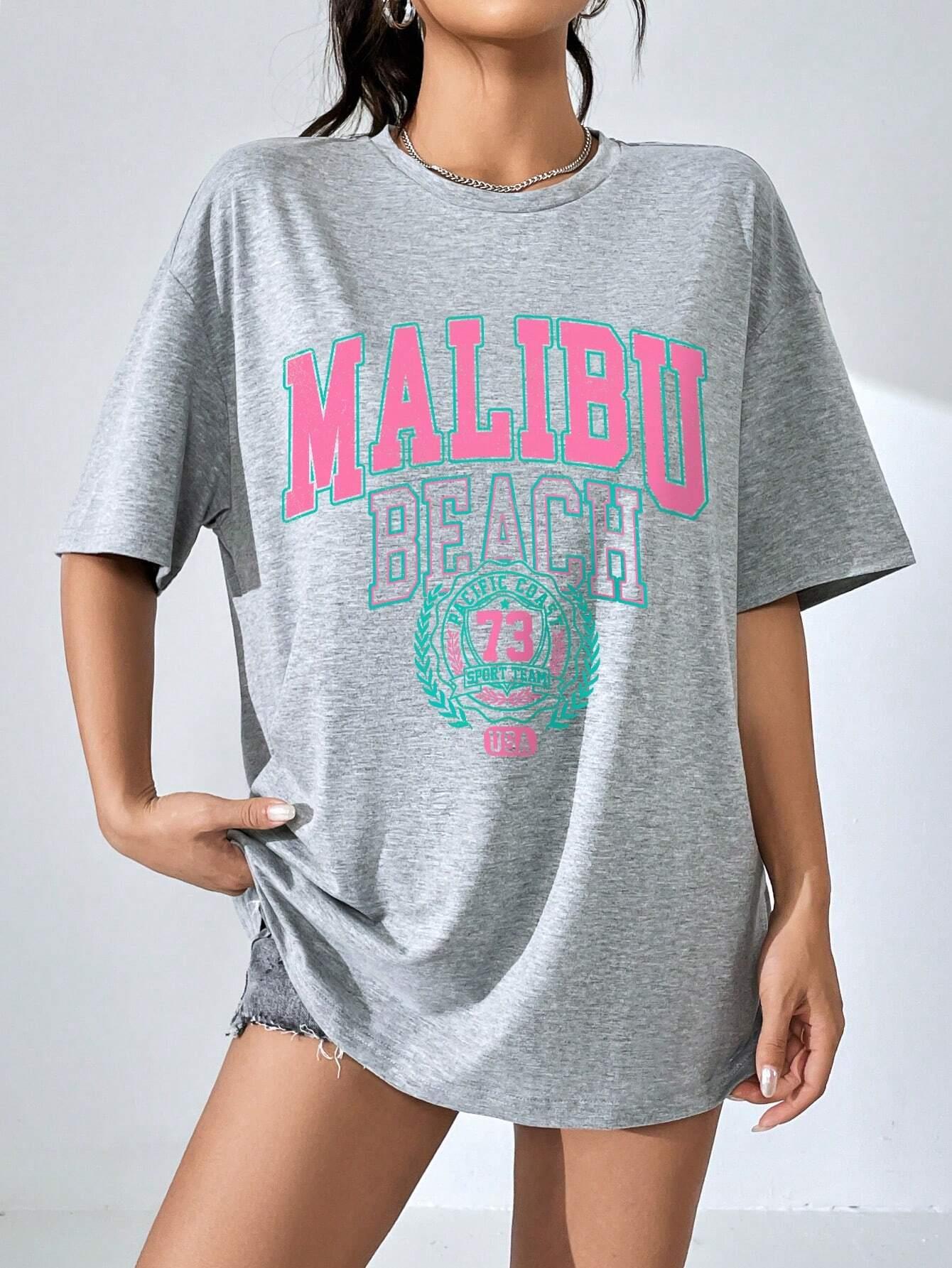 マリブビーチレタープリントプリントレディース Tシャツストリ - Streetwear Clothing Brand のレビューと価格