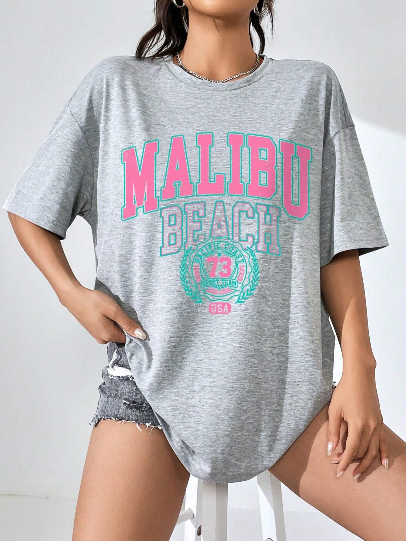 マリブビーチレタープリントプリントレディース Tシャツストリ - Streetwear Clothing Brand のレビューと価格