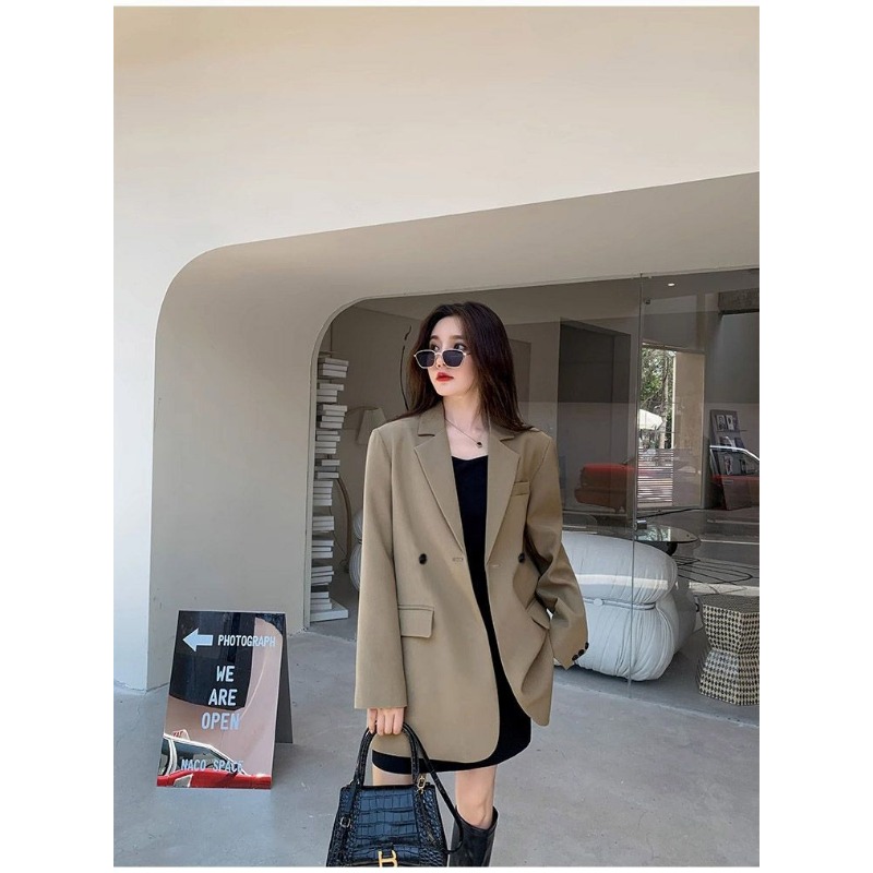 女性の長袖黒のブレザー,韓国のシックなスーツ,ルーズフィット - Streetwear Clothing Brand のレビューと価格