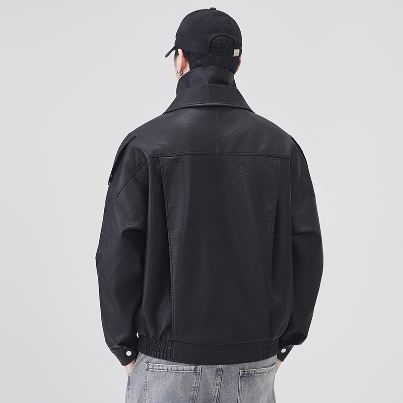 秋冬レザージャケット男性ストリートファッションルーズカジュア - Streetwear Clothing Brand のレビューと価格