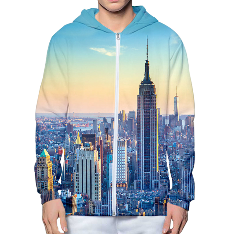 秋冬 3D プリントニューヨーク市パーカー長袖ジッパースウェ - Streetwear Brand New York のレビューと価格