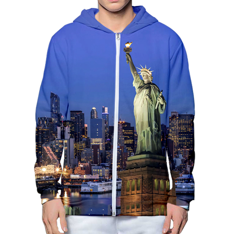 秋冬 3D プリントニューヨーク市パーカー長袖ジッパースウェ - Streetwear Brand New York のレビューと価格